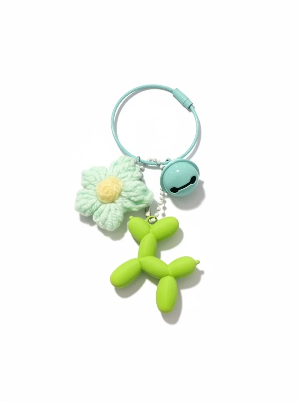 New Mint Women’s / Girls Green Balloon Dog & Crochet Flower Bag Charm / Keychain